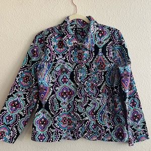 Analogy Geometric Vibrant  lightweight Button Down Lightweight Jacket/Blazer Lg
